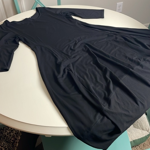 Eileen Fisher round neck Black A-Line 3/4 sleeve Jersey Dress- M - Picture 8 of 11